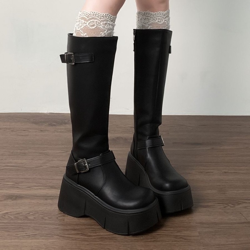 Clássico preto botas femininas - Leather Classic Strap avaliação e preço