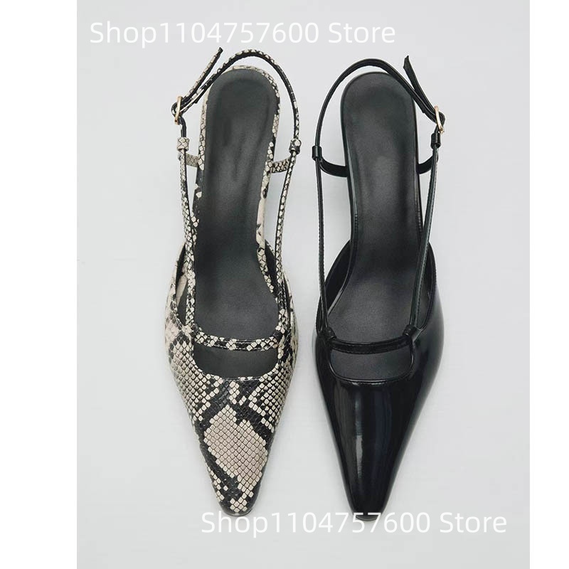 Slingback feminino apontou toe - Leather Classic Strap avaliação e preço